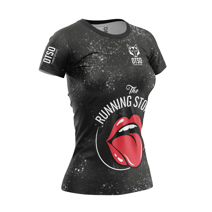 WOMEN'S SHORT SLEEVE SHIRT RUNNING STONES BLACK (レディース半袖Tシャツ ランニングストーンズ ブラック)