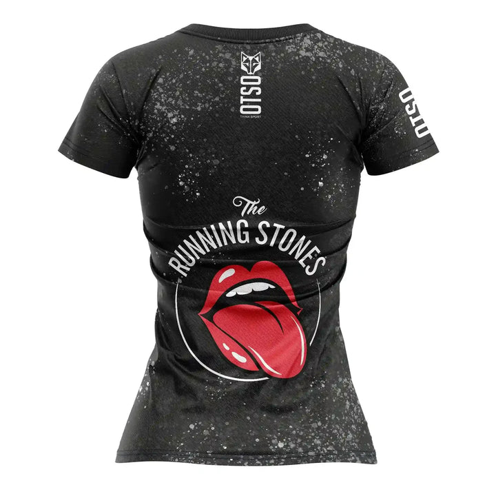 WOMEN'S SHORT SLEEVE SHIRT RUNNING STONES BLACK (レディース半袖Tシャツ ランニングストーンズ ブラック)