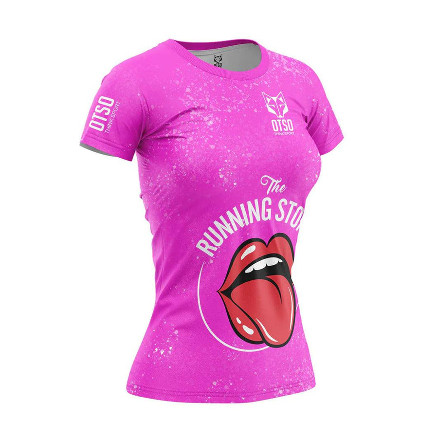 WOMEN'S SHORT SLEEVE SHIRT RUNNING STONES PINK(レディース半袖Tシャツ ランニングストーンズ ピンク) - Rufus & Co. オンラインストア