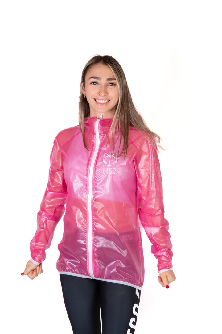 Waterproof Jacket Ultra Light Fluo Pink & White (ユニセックス ウォータープルーフジャケット ウルトラライト ピンク×ホワイト)