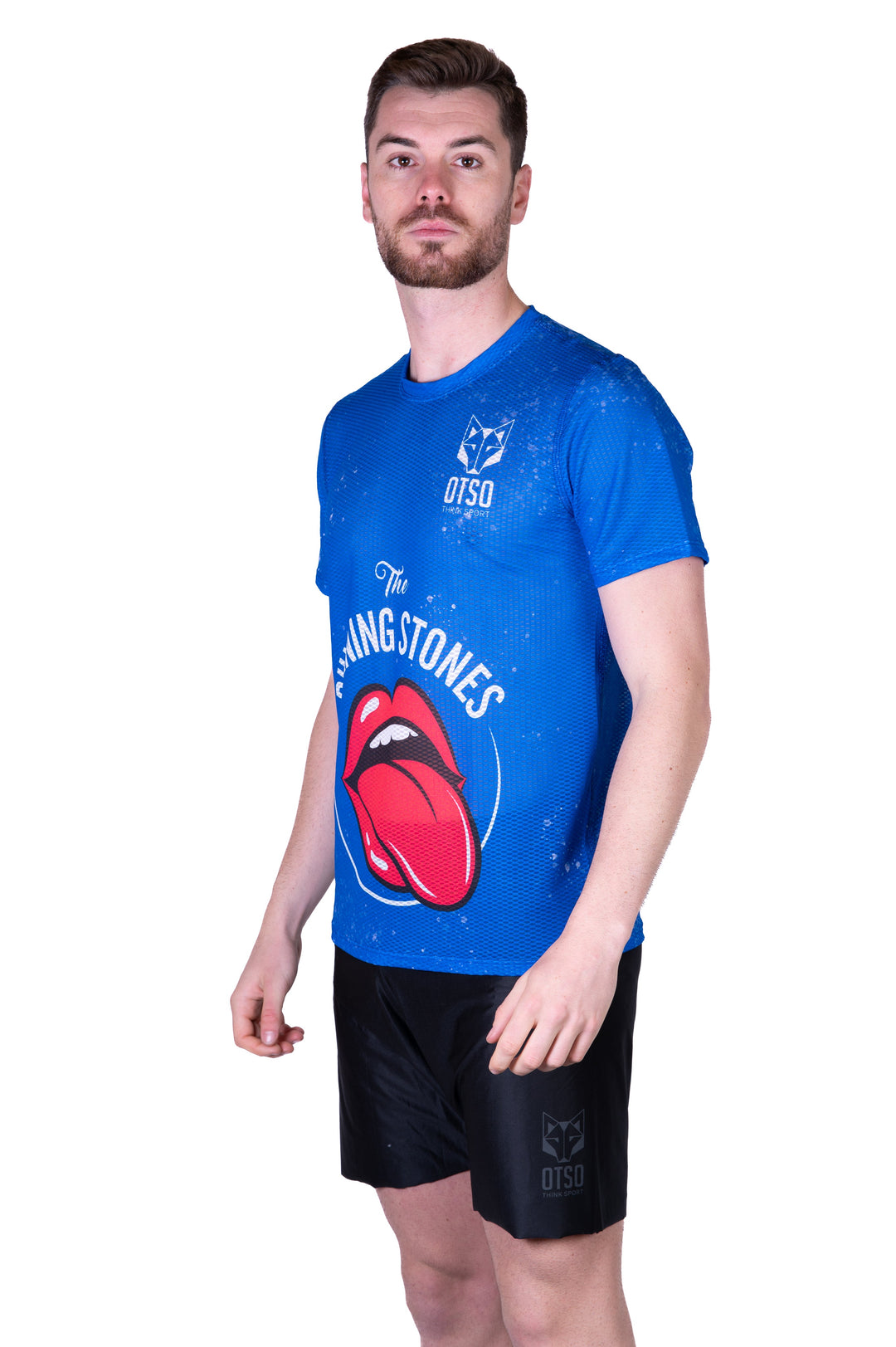 MEN'S SHORT SLEEVE SHIRT RUNNING STONES BLUE(メンズ半袖Tシャツ ランニングストーンズ ブルー)