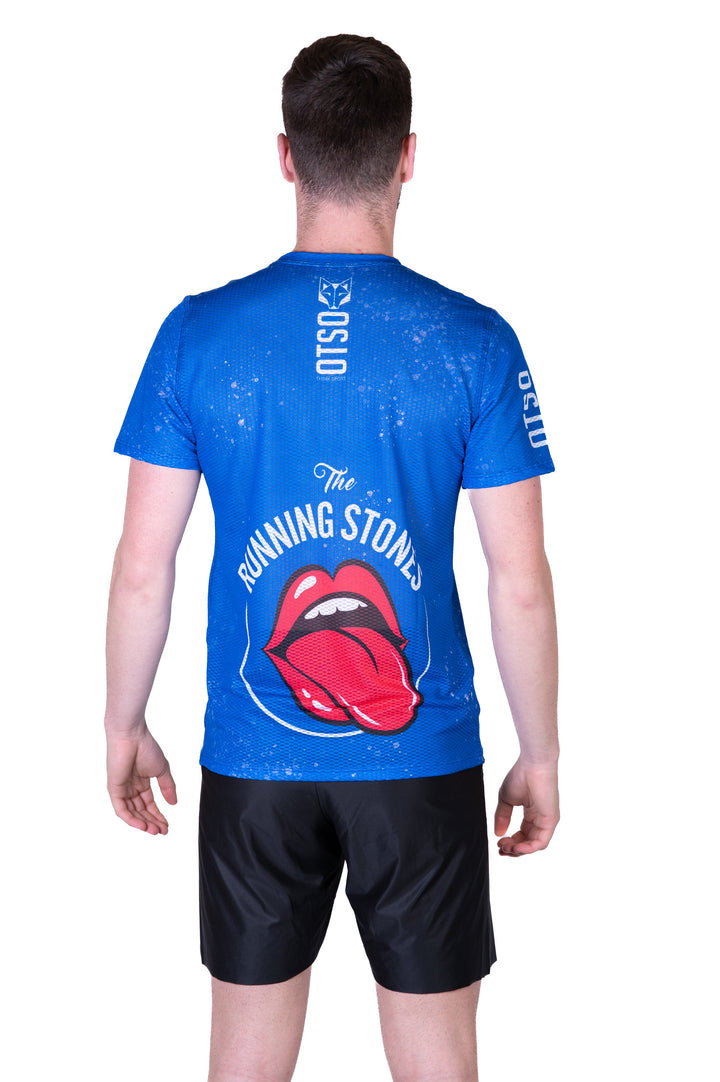 MEN'S SHORT SLEEVE SHIRT RUNNING STONES BLUE(メンズ半袖Tシャツ ランニングストーンズ ブルー)