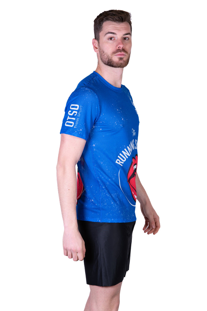 MEN'S SHORT SLEEVE SHIRT RUNNING STONES BLUE(メンズ半袖Tシャツ ランニングストーンズ ブルー)