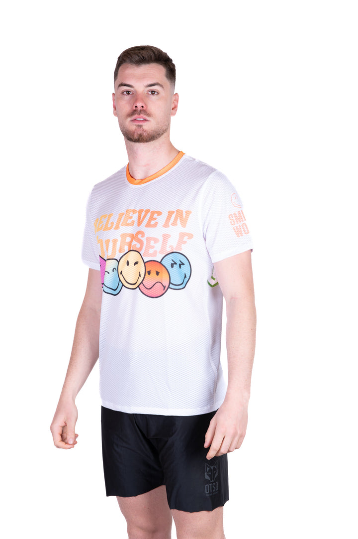 MEN'S SHORT SLEEVE SHIRT SMILEY WORLD BELIEVE(メンズ半袖Tシャツ スマイリーワールドビリーブ)