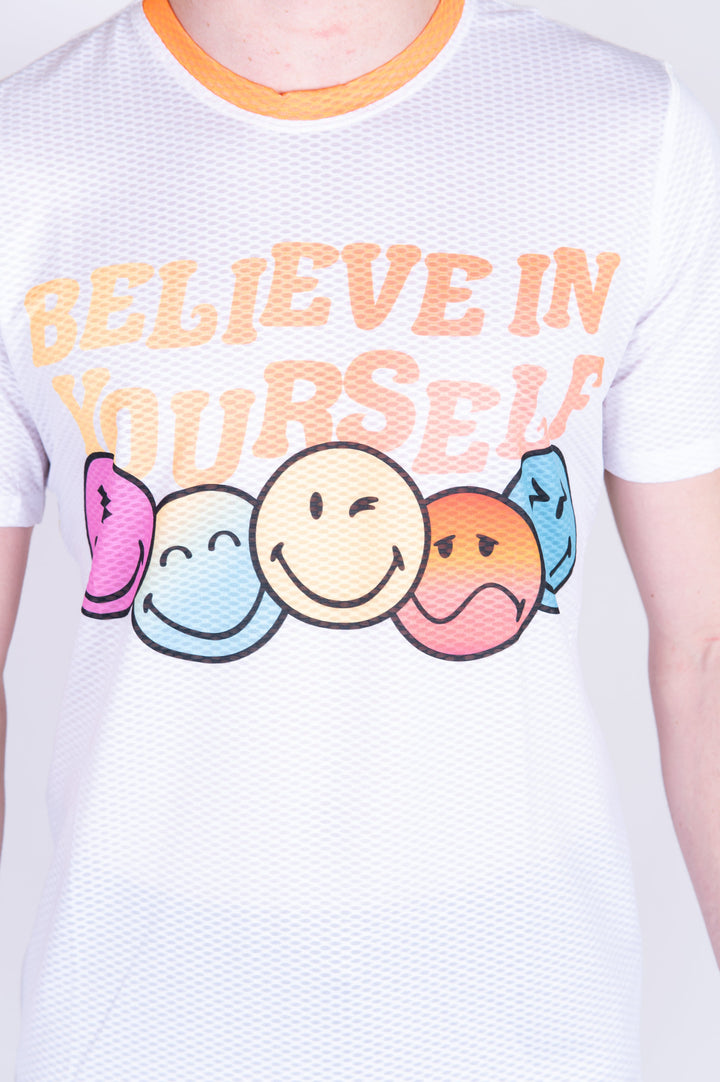 MEN'S SHORT SLEEVE SHIRT SMILEY WORLD BELIEVE(メンズ半袖Tシャツ スマイリーワールドビリーブ)
