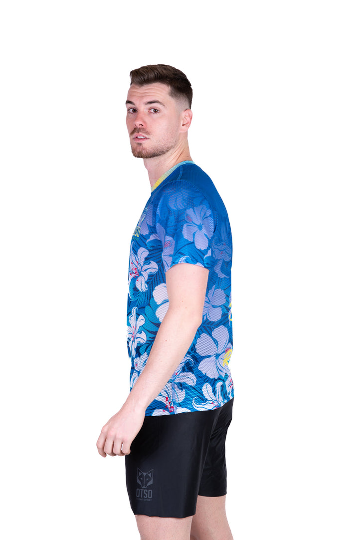 OTSO Men’s Short Sleeve Swim Bike Run Flower (メンズ半袖Tシャツ スイム・バイク・ラン・フラワー)