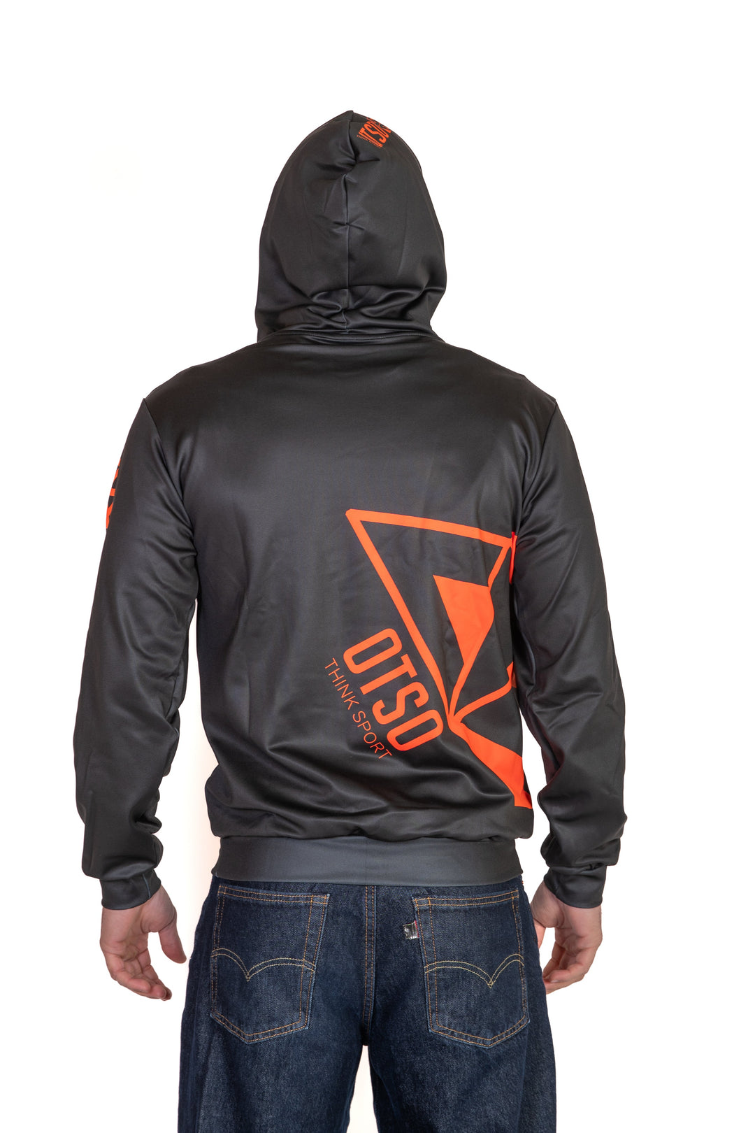 HOODIE BLACK & FLUO ORANGE(ユニセックス フーディ ブラック&オレンジ)