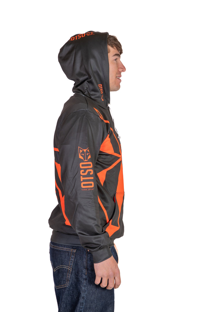 HOODIE BLACK & FLUO ORANGE(ユニセックス フーディ ブラック&オレンジ)