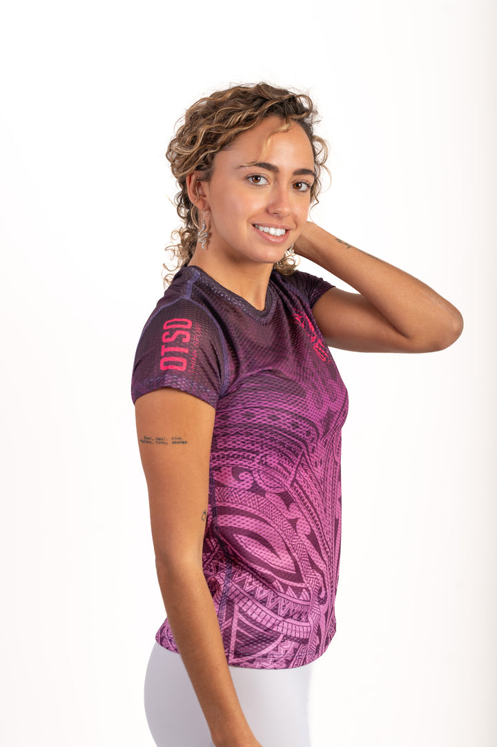 WOMEN'S SHORT SLEEVE SHIRT MAORI BURGUNDY(レディース半袖Tシャツ マオリバーガンディ)