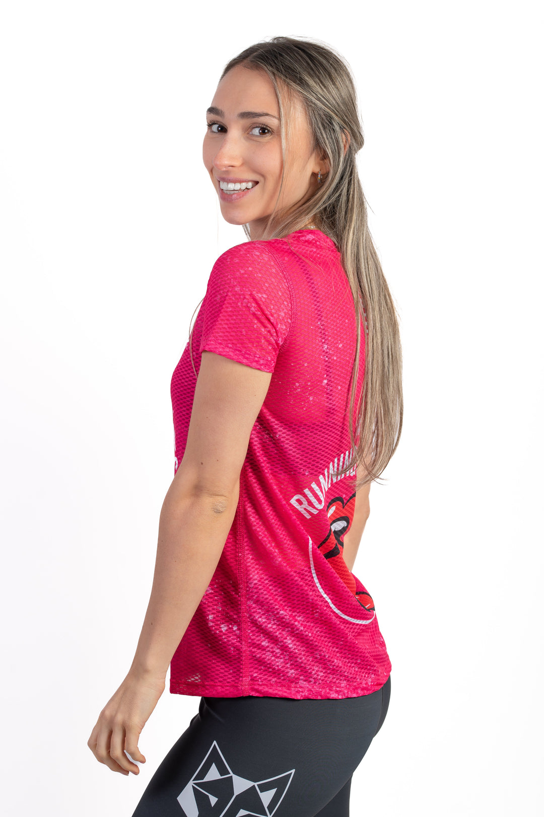 WOMEN'S SHORT SLEEVE SHIRT RUNNING STONES PINK(レディース半袖Tシャツ ランニングストーンズ ピンク)