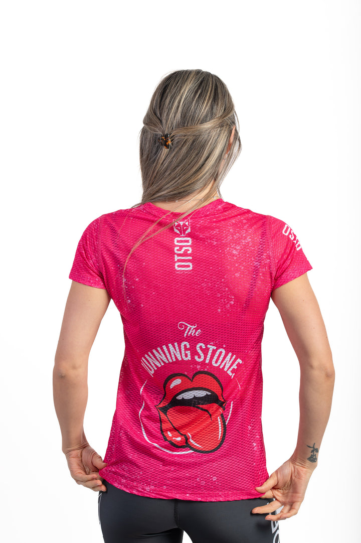 WOMEN'S SHORT SLEEVE SHIRT RUNNING STONES PINK(レディース半袖Tシャツ ランニングストーンズ ピンク)