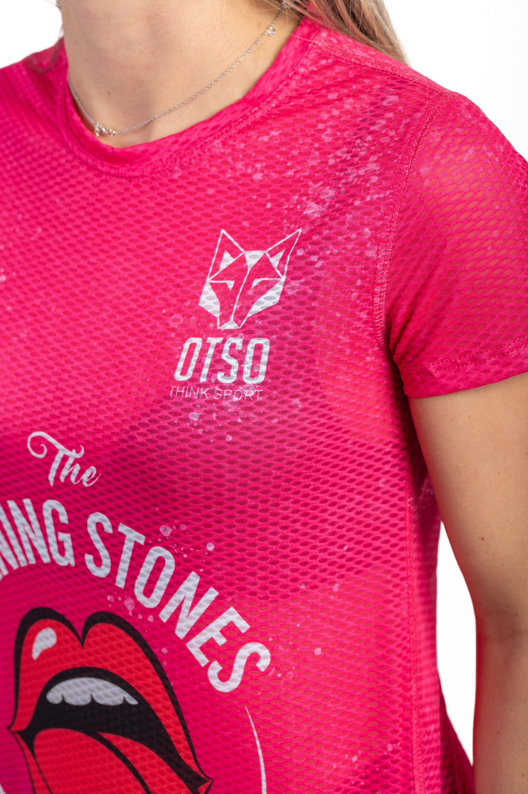 WOMEN'S SHORT SLEEVE SHIRT RUNNING STONES PINK(レディース半袖Tシャツ ランニングストーンズ ピンク)