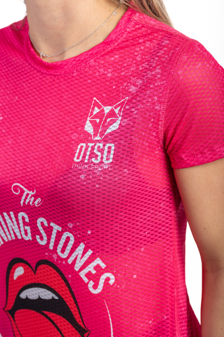 WOMEN'S SHORT SLEEVE SHIRT RUNNING STONES PINK(レディース半袖Tシャツ ランニングストーンズ ピンク)