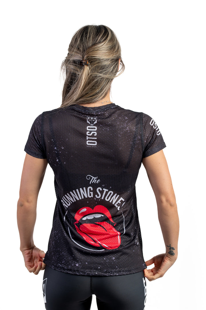 WOMEN'S SHORT SLEEVE SHIRT RUNNING STONES BLACK (レディース半袖Tシャツ ランニングストーンズ ブラック)