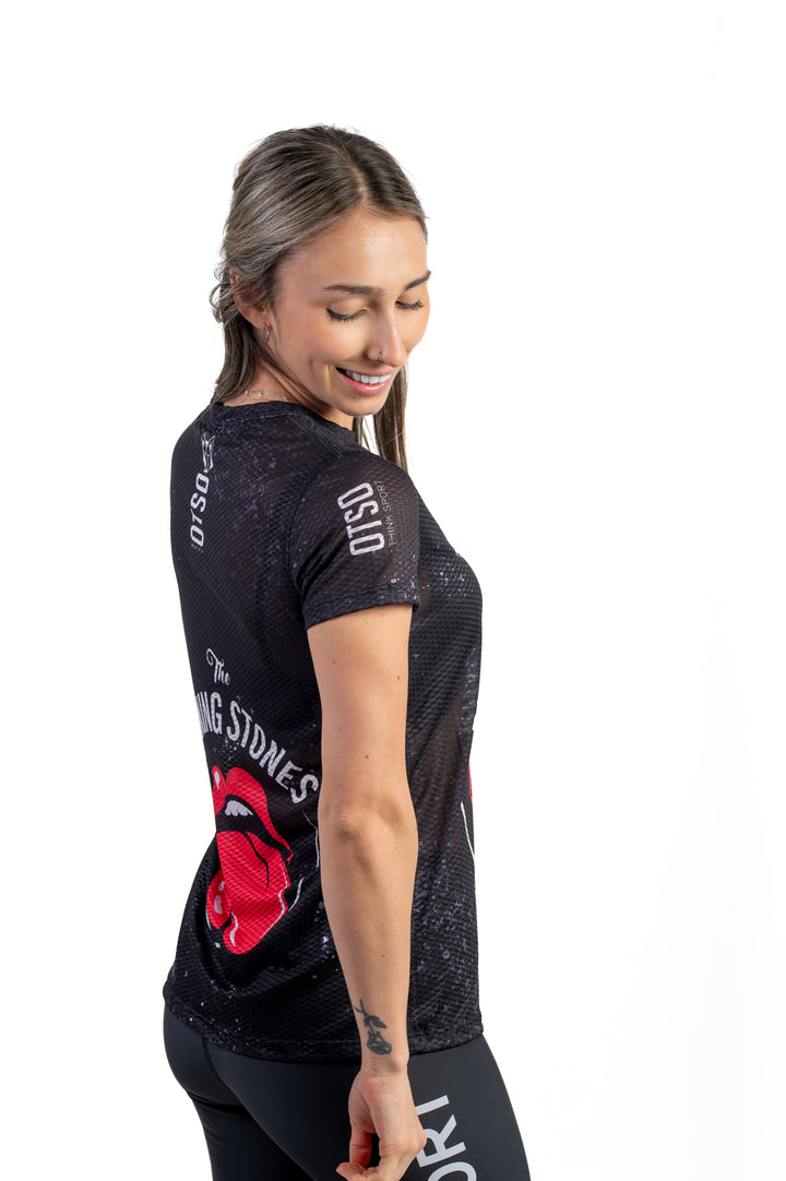 WOMEN'S SHORT SLEEVE SHIRT RUNNING STONES BLACK (レディース半袖Tシャツ ランニングストーンズ ブラック)