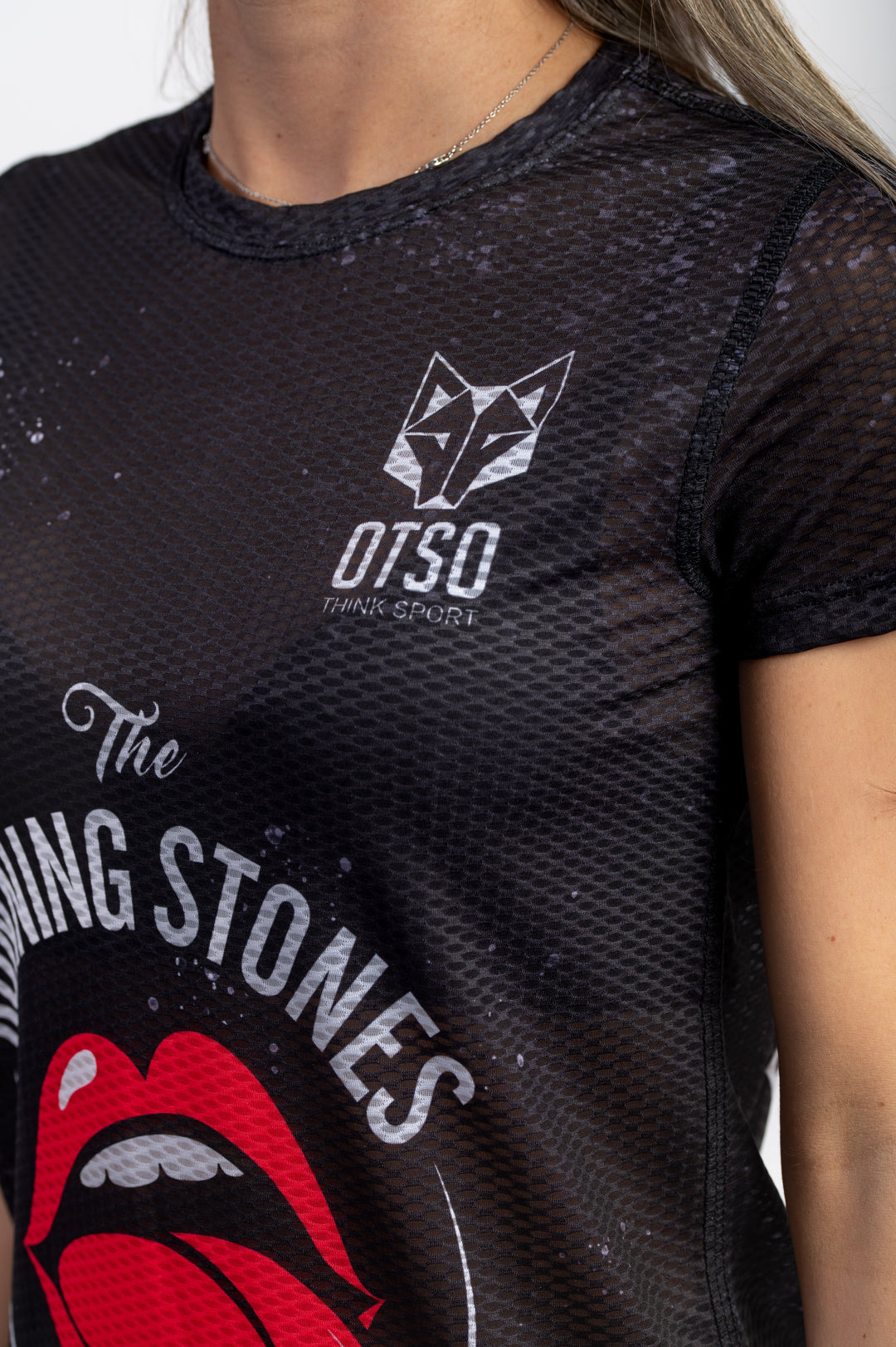 WOMEN'S SHORT SLEEVE SHIRT RUNNING STONES BLACK (レディース半袖Tシャツ ランニングストーンズ ブラック)