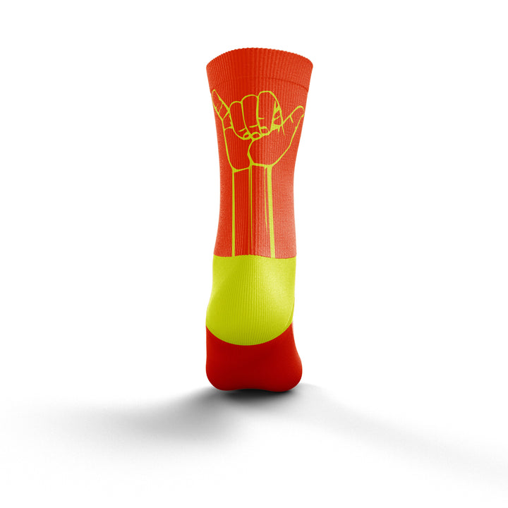 OTSO Multisport Socks Medium Cut Flooow Fluo Orange &amp; Fluo Yellow (マルチスポーツソックス ミディアムカット フロー フルオオレンジ&amp;フルオイエロー)