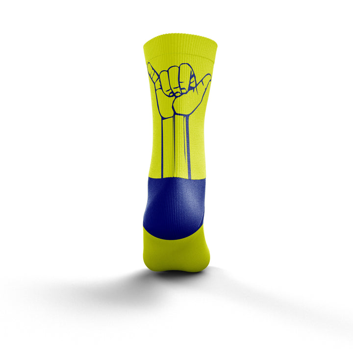 OTSO Multisport Socks Medium Cut Flooow Fluo Yellow &amp; Electric Blue (マルチスポーツソックス ミディアムカット フロー フルオイエロー&amp;エレクトリックブルー)