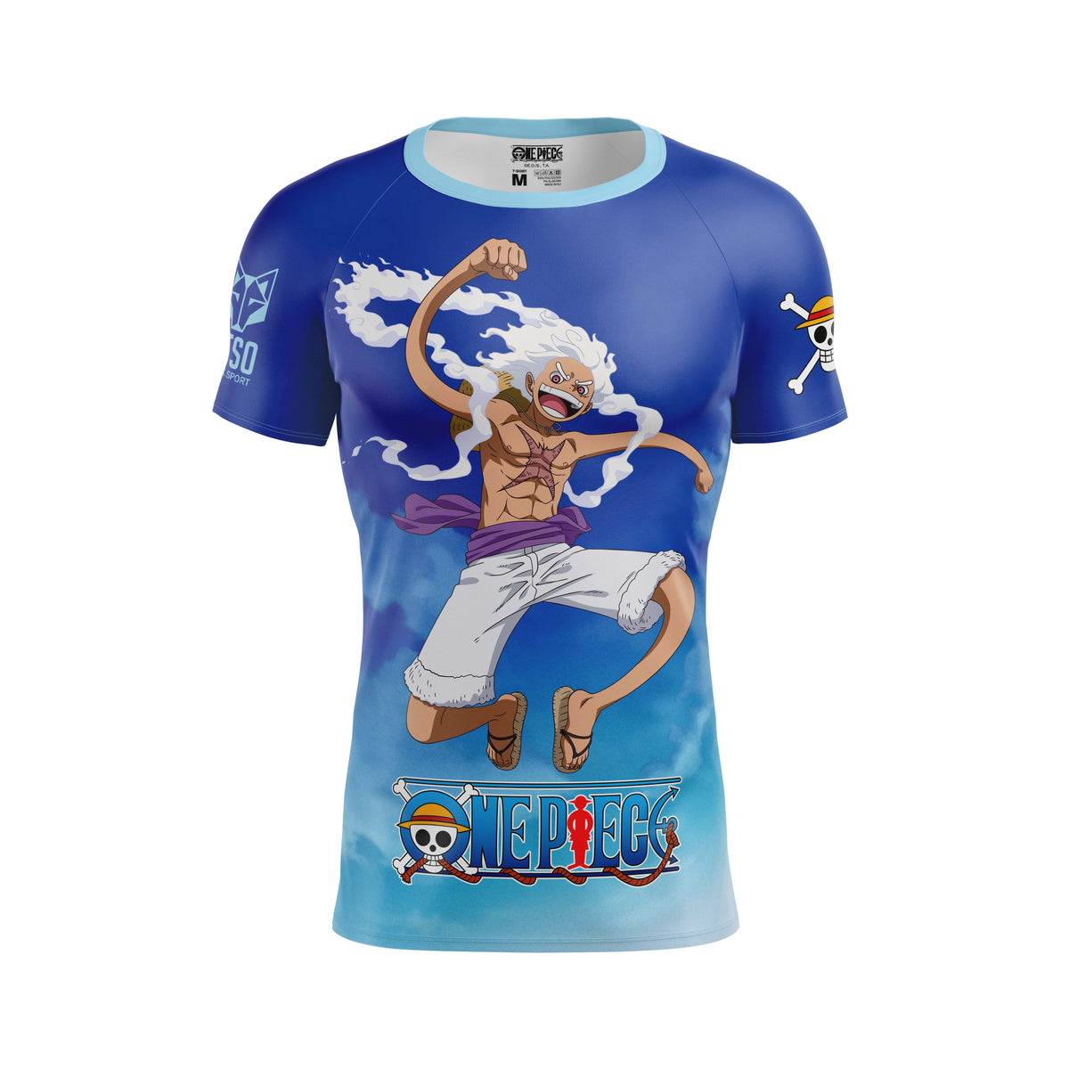 OTSO Men's Short Sleeve T-Shirt One Piece Egghead Luffy Blue (メンズ半袖Tシャツ ワンピース エッグヘッドルフィ ブルー)